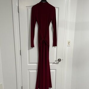 Chic Long Sleeve Burgundy Dress